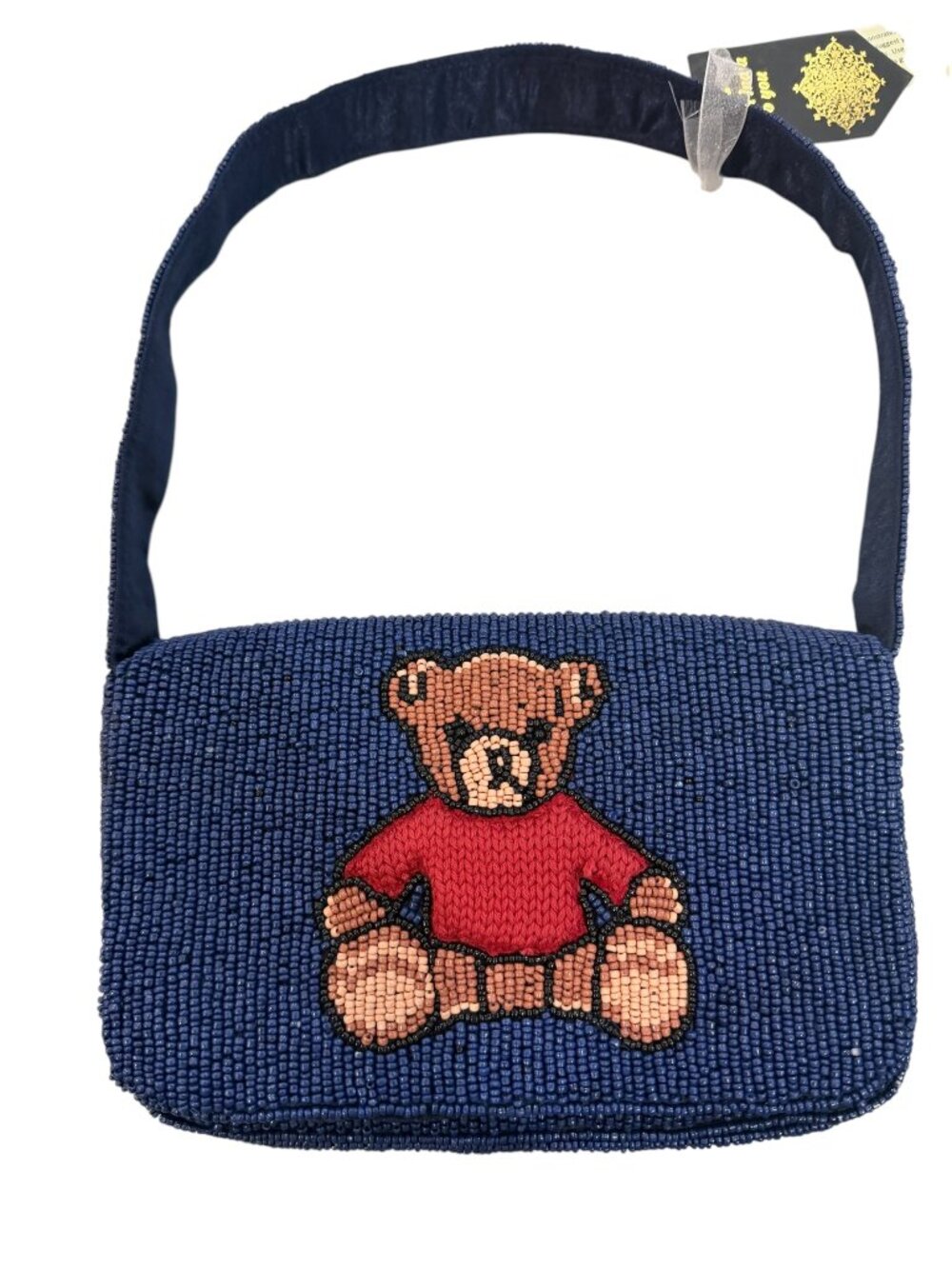 Handmade in India Beaded Bag Teddy Bear with Embroidered Sweater NWT